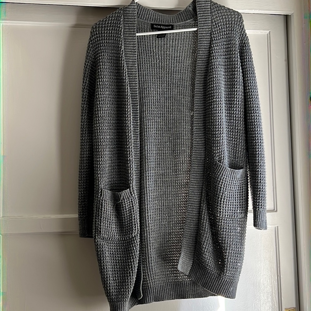 Grey knitted cardigan